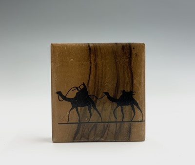 Lot 1022 - Five Jerusalem olive wood boxes, to include a...