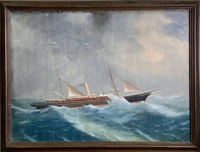 Lot 754 - Antonio DE SIMONE (1851-1907) Steamship in...