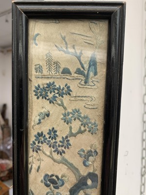 Lot 124 - A Chinese silk embroidered panel, circa 1900,...