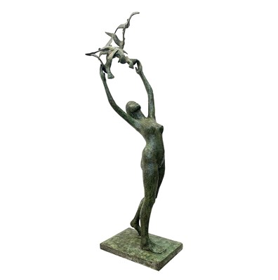 Lot 620 - David WYNNE (1926-2014) Girl with Doves Bronze...