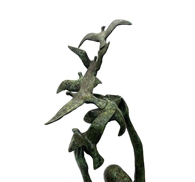 Lot 620 - David WYNNE (1926-2014) Girl with Doves Bronze...