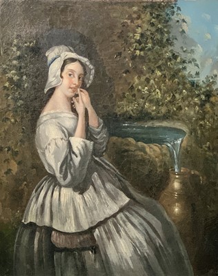 Lot 836 - Lady at a Spring Oil on canvas lined 40 x 32.5cm