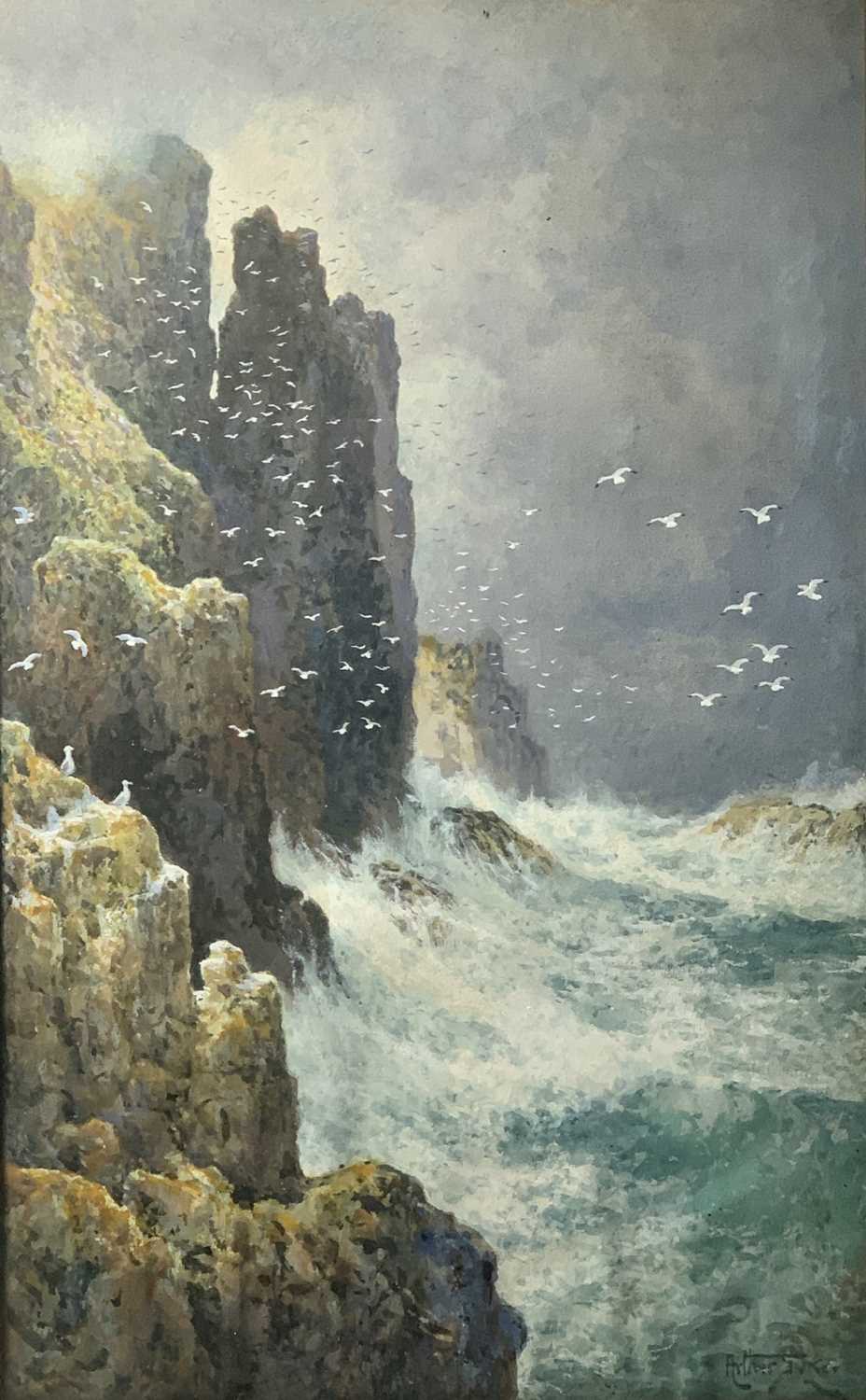 Lot 75 - Arthur SUKER (1857-1940) Cliffs Watercolour...