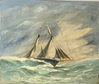 Lot 746 - Schooner running before the wind with...