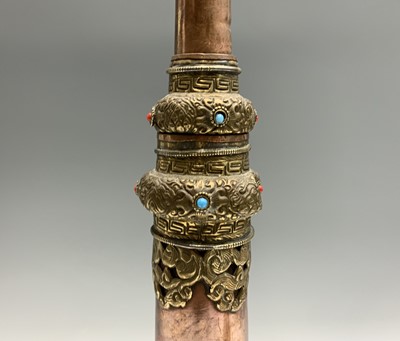 Lot 179 - A Tibetan telescopic copper and brass mounted...