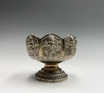 Lot 1034 - A Burmese silver pedestal bowl, late 19th...