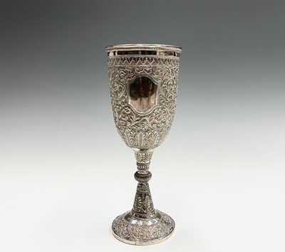 Lot 1035 - An Indian silver goblet, 19th century, with a...