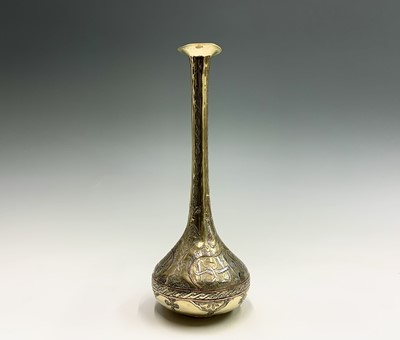 Lot 1036 - A Cairoware brass bud vase, early 20th century,...