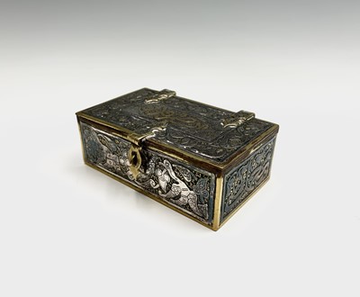 Lot 1038 - A Cairoware brass and silver inlaid box, with...