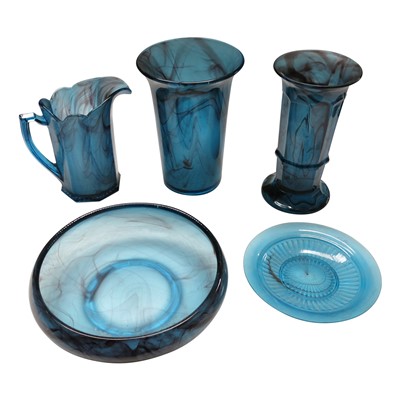 Lot 935 - An Art Deco period blue cloud glass vase,...