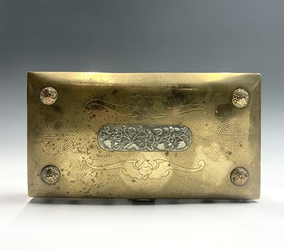Lot 175 - A Chinese brass rectangular box, early 20th...