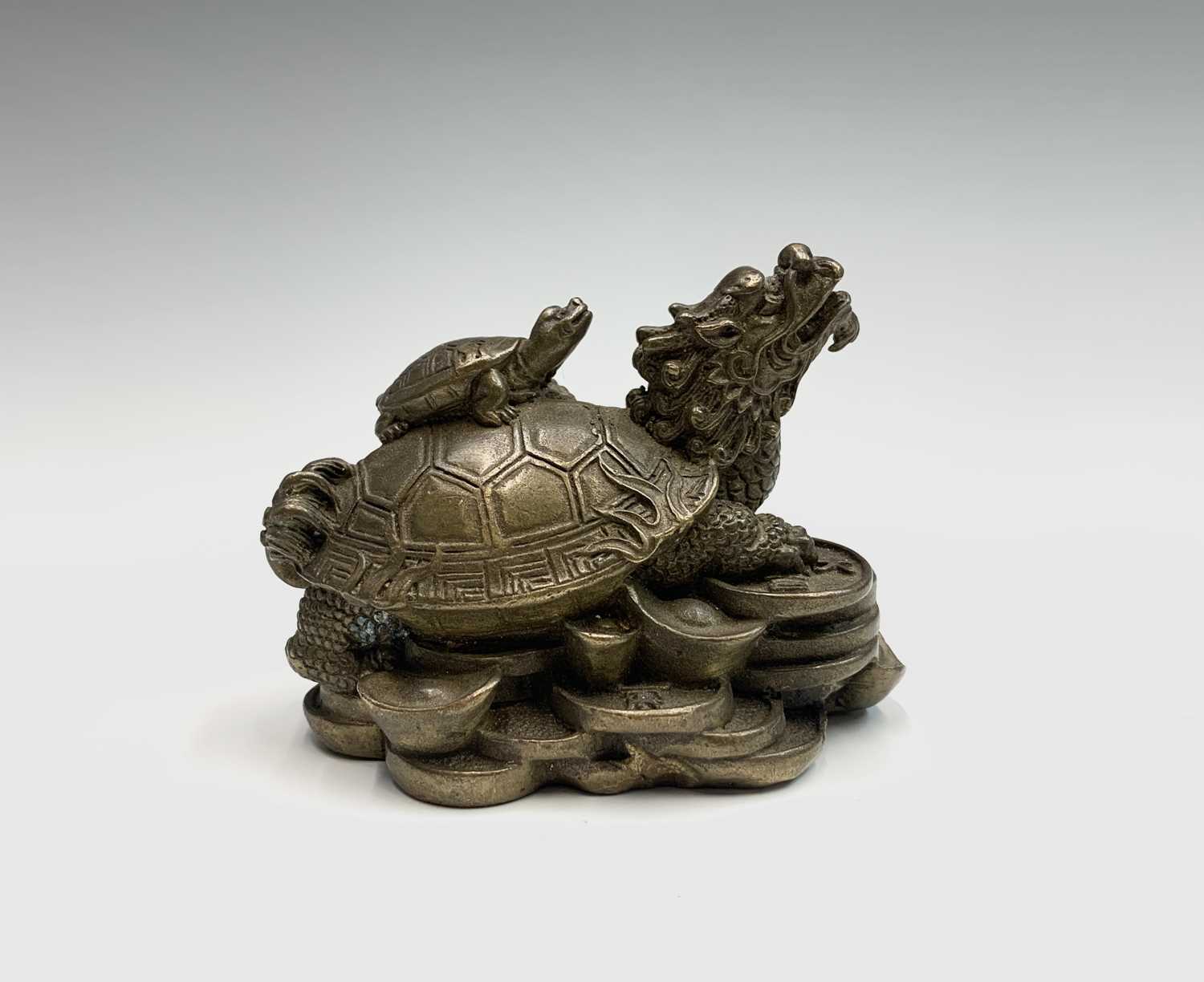 Lot 212 - A Chinese figure of two turtles standing on