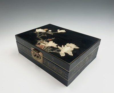Lot 171 - A Chinese ebonised work box, early-mid 20th...