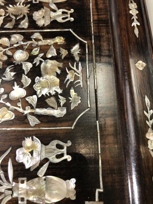 Lot 167 - A Chinese hardwood and inlaid mother of pearl...