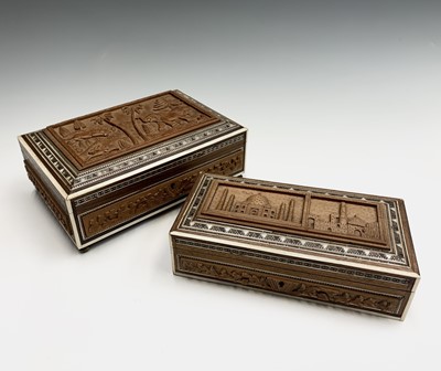 Lot 1043 - Two Indian sandalwood boxes, circa 1900, the...