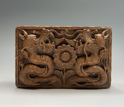 Lot 163 - A Chinese carved hardwood box, early 20th...