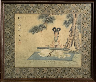 Lot 152 - A Japanese watercolour of a bird perched on a...