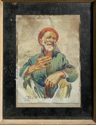 Lot 1044 - A Persian watercolour of an elderly man,...