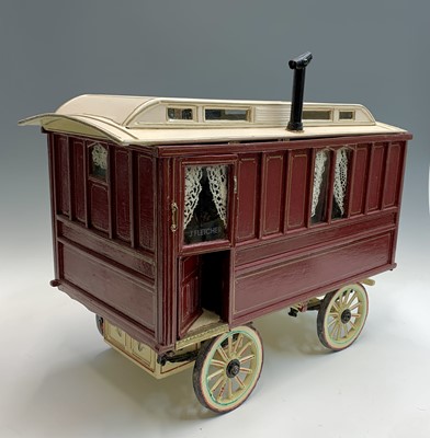 Lot 150 - A wooden model of a Romany Gypsy caravan, with...