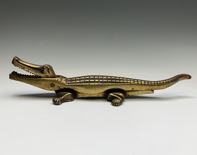 Lot 92 - A brass crocodile nutcracker, length 38cm,...