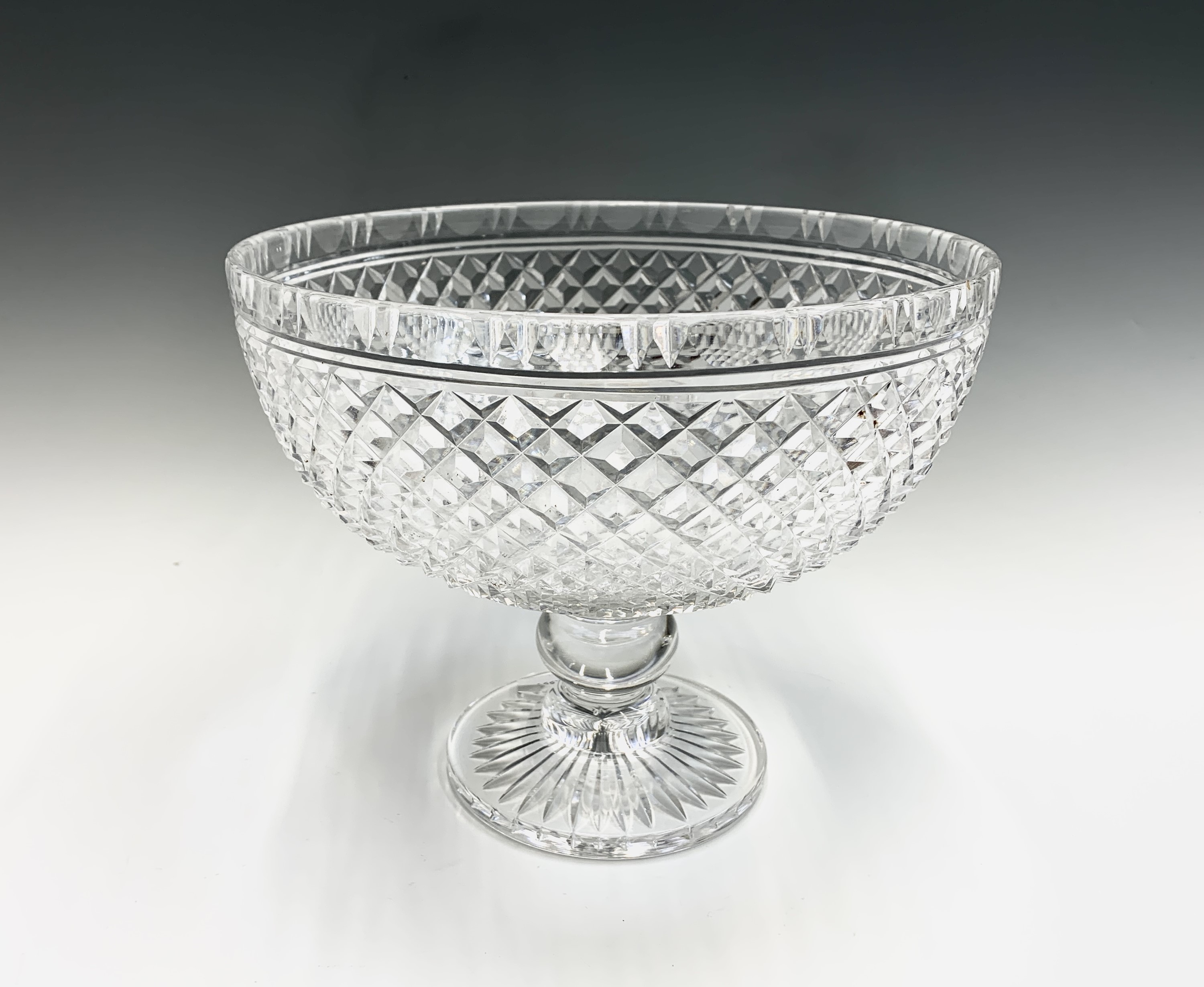 Lot 1005 - A Georgian style cut glass pedestal bowl,