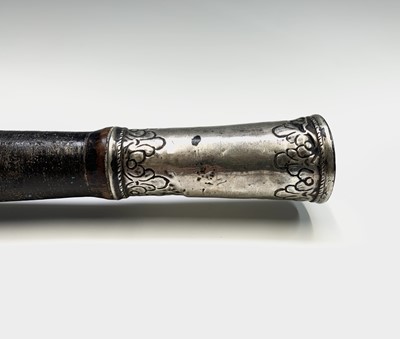 Lot 1055 - A Burmese dha sword, 19th century, the black...