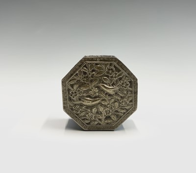 Lot 50 - A Chinese silver octagonal box, with foliate...