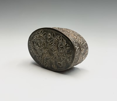 Lot 94 - A Chinese silver oval box, with foliate...