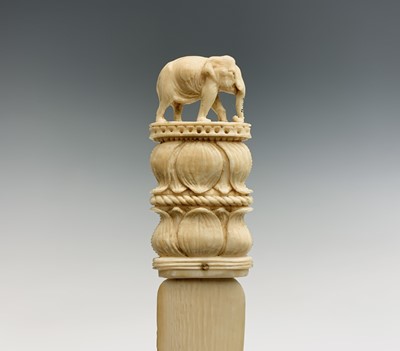 Lot 1060 - An Indian carved ivory letter opener, late...