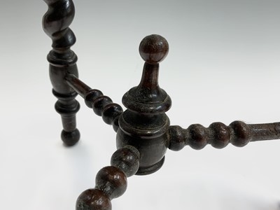Lot 61 - A carved oak stool, 19th century, with barley...