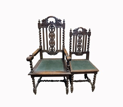 Lot 3108 - A set of eight Victorian carved oak dining...