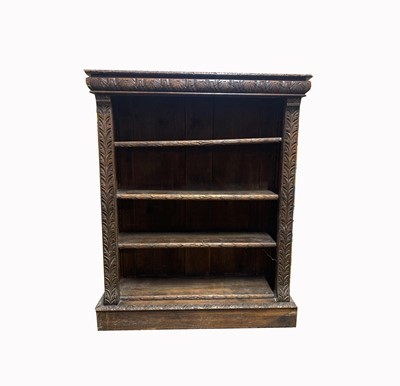 Lot 3110 - A Victorian carved oak open bookcase, with...