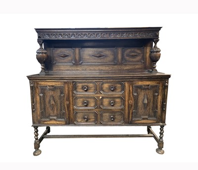 Lot 3113 - A Jacobean style oak sideboard, circa 1920's,...