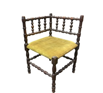 Lot 3118 - An Arts & Crafts corner chair, with turned...