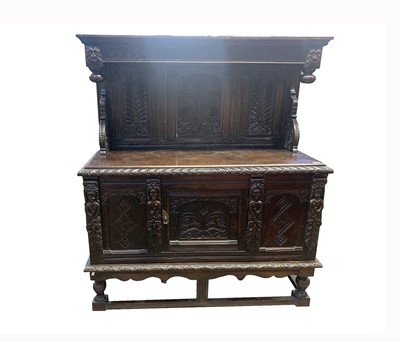 Lot 68 - A carved oak sideboard, 19th century, height...
