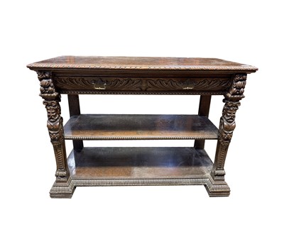 Lot 49 - A carved oak buffet, 19th century, with a...
