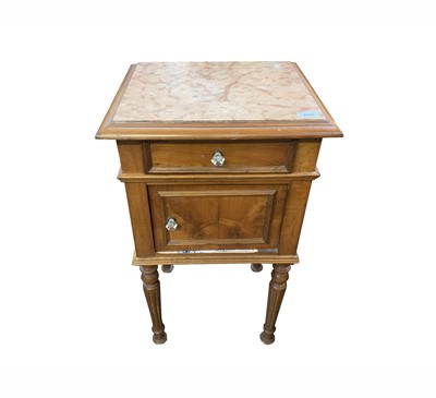 Lot 3131 - A French marble top satin birch pot cupboard,...