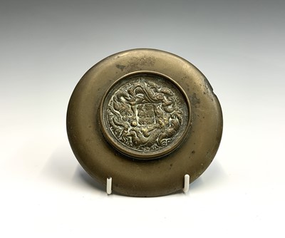 Lot 17 - A Chinese bronze incense tray, the base cast...