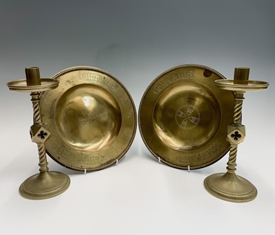 Lot 235 - A pair of early Victorian heavy brass Gothic...