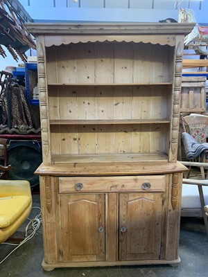 Lot 101 - A Victorian pine dresser, the rack with three...