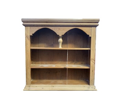 Lot 3142 - A set of pine hanging shelves, height 69cm,...