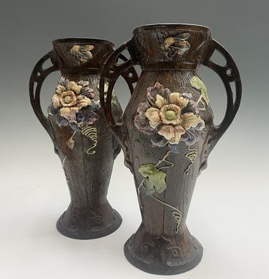 Lot 1031 - A pair of Art Nouveau period Bretby pottery...