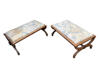 Lot 3151 - A pair of large Regency style mahogany stools,...