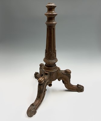 Lot 3179 - A Victorian walnut pole screen base and...