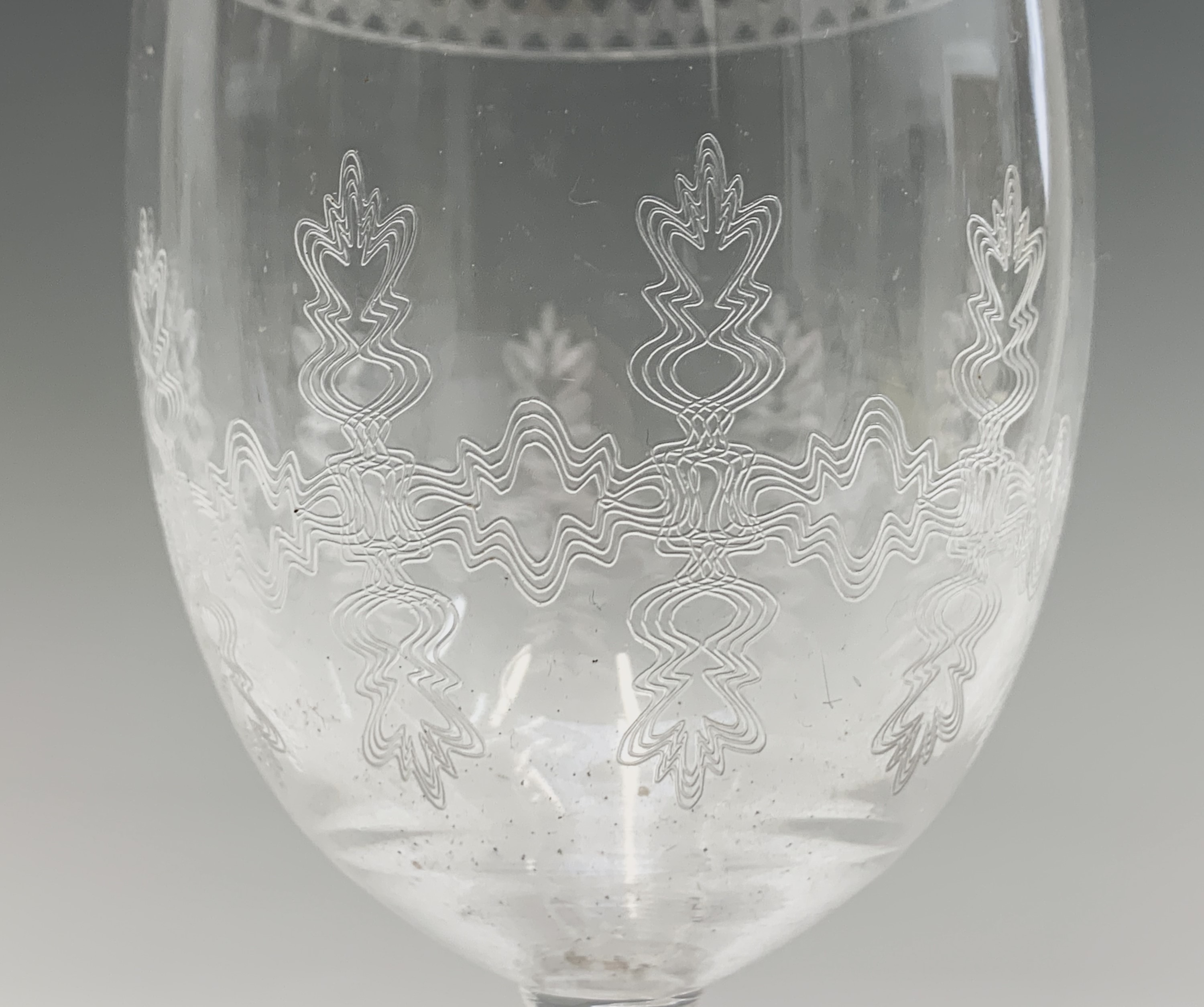Lot 1030 A set of eight Edwardian etched wine