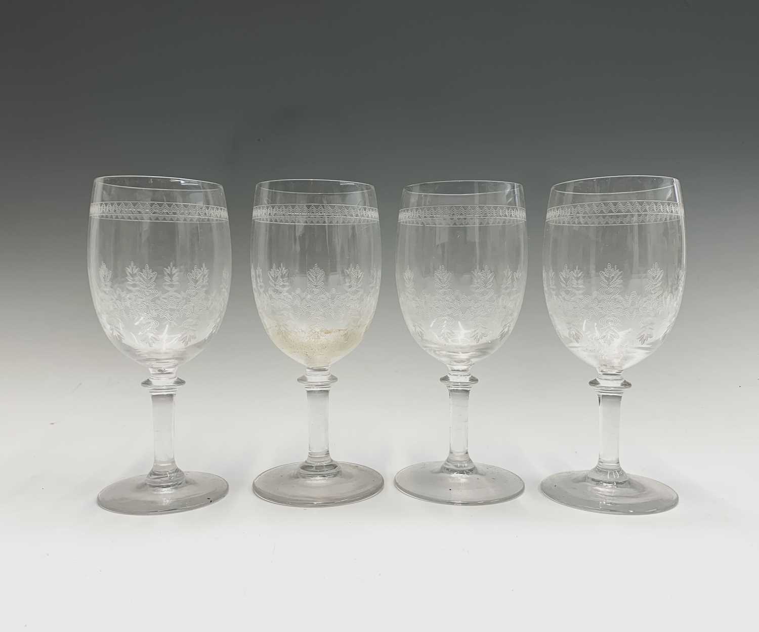 Lot 1030 A Set Of Eight Edwardian Etched Wine