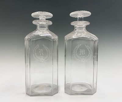 Lot 1029 - A pair of 19th century cut glass decanters,...