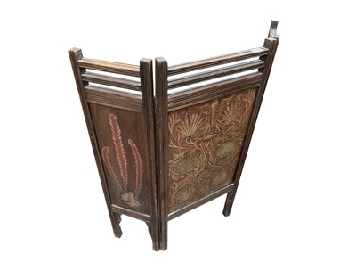 Lot 3160 - An Edwardian three-fold low screen, painted...