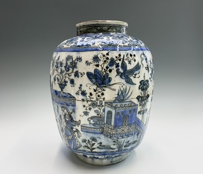 Lot 1062 - A large Palestine tin glazed pottery vase,...