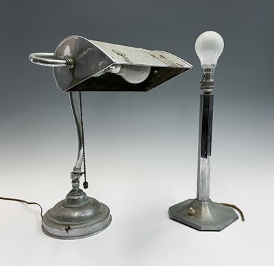 Lot 283 - An Art Deco chrome adjustable banker's lamp,...